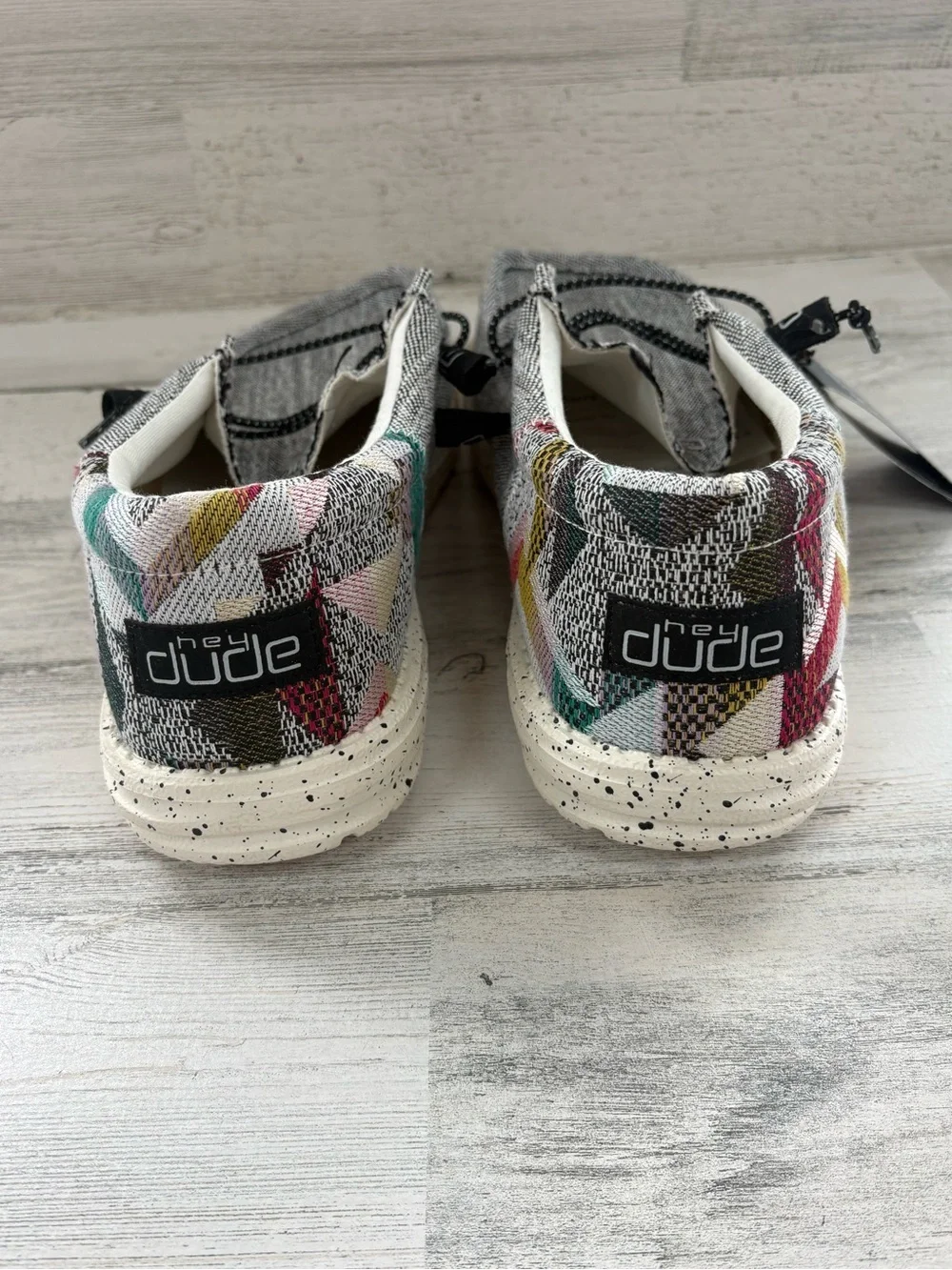 Hey Dude Men’s Size 13 Wally Funk Etno Gray Slip On Shoes Multi Color Heel NWT